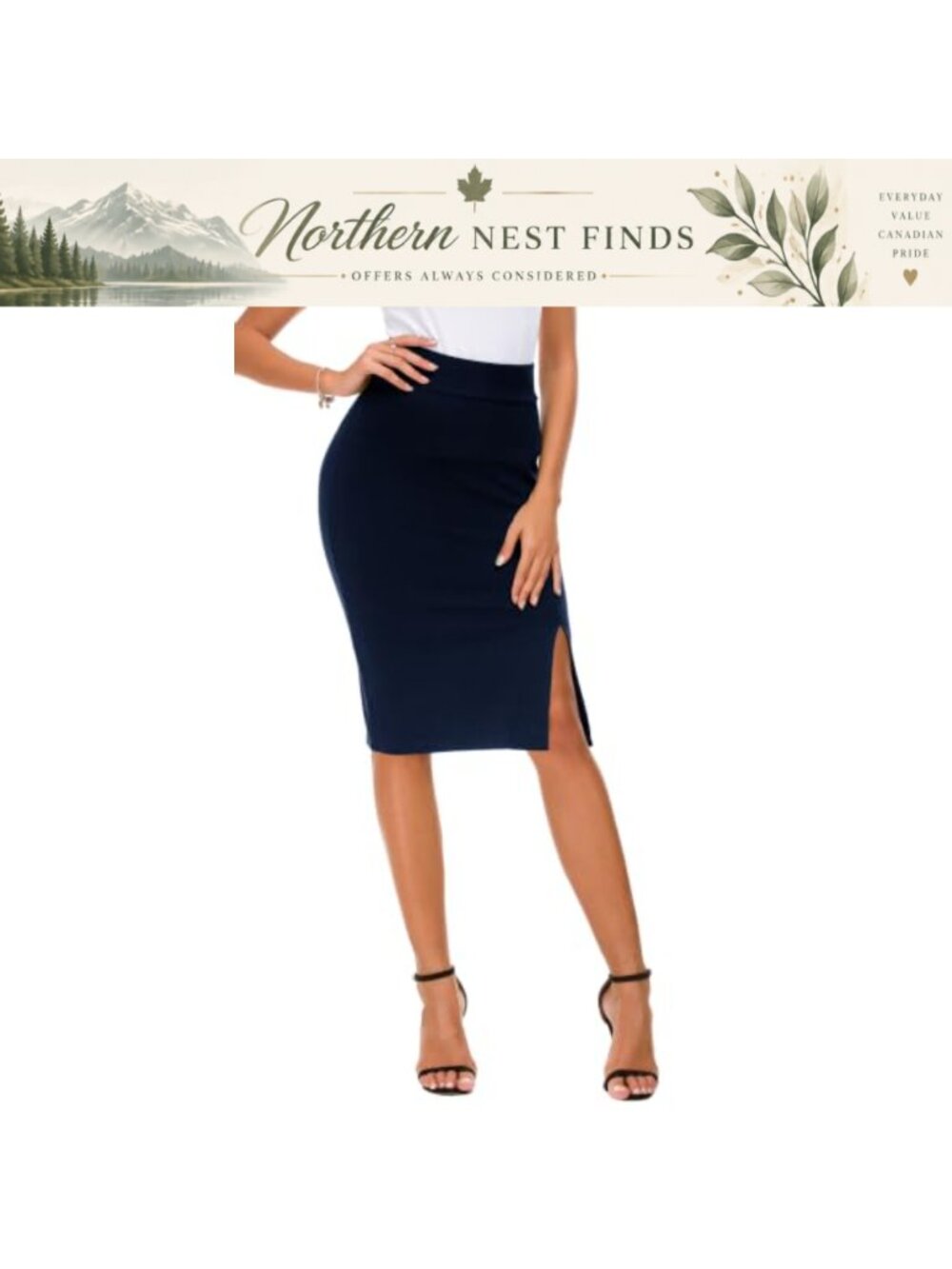 Pencil Skirt Bodycon Business Side Slit Pull On Knee Length